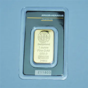 1 unca Švicarska Argor-Heraeus Gold Bar 24k pozlaćeni high-end немагнитный nezavisni serijski broj Business Poklon Collect