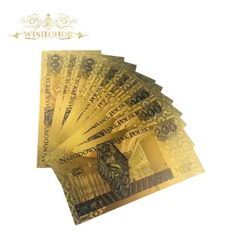 10 kom./lot 200 novčanica PLN Poljska Zlatna novčanica tata Zlatni novčanica za zbirke 999 zlata. Plastični umetci bez polimera