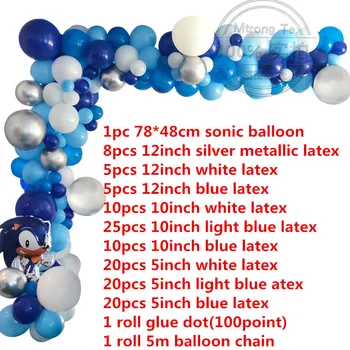 111pcs Sonic Balloons Super Hero Folija Balon Boy Girl Happy Brithday Theme Party Decoration Arch Garland Kit Latex-Air Globos