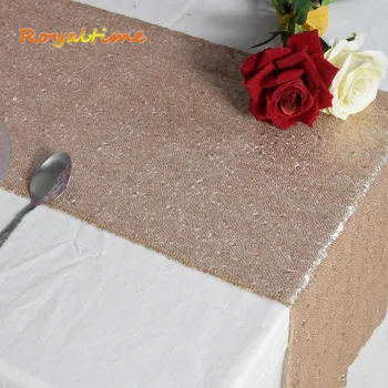 1Pc 30x180/275cm Fuchsia Gold Rose Gold Silver Sequin Table Runner for Party Banquet Table Platno Wedding Decoration Table Runner