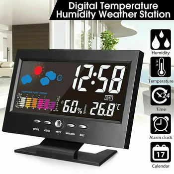 1pc Intelligent Digital Display Weather Station Alarm Calender/Clock Function termometar bežični mjerač vlažnosti od temperature
