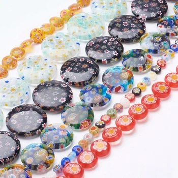 20 Strand Unikatni Flat Round Millefiori Staklo Bead Strands for making jewelry DIY Bracelet Necklace Ukrasite Mix Color