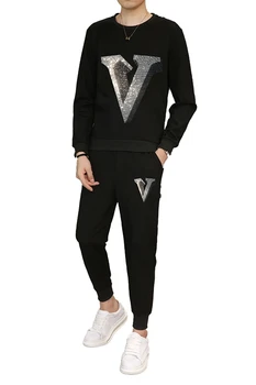 2020 jesen gorski kristal pisma muški sport odijela 2 kom. skup majica + hlače svakodnevni hip-hop Streetweer sportski muški sportski odijelo