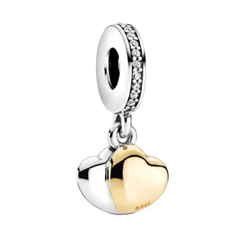 2020 zima Novi 925 sterling srebra perle double srca lutaju Šarm odgovara originalni Pandora narukvica božićni ukrasi