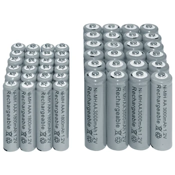 24pcs AAA 1800mAh + 24pcs AA 3000mAh 1.2 V NI-MH siva baterija baterija baterija baterija baterija