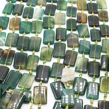 2пряди / lot prirodni smaragd, zeleni pravokutnik Agatha gladak kamen perle za DIY ogrlica nakit što slobodni 15 