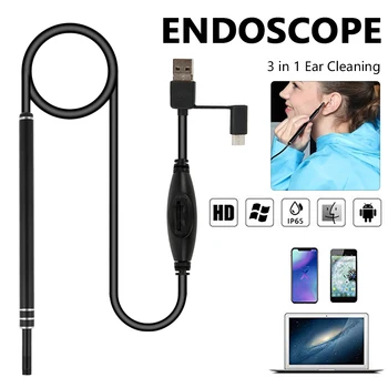 3 u 1, uho za čišćenje endoskopa skladište 6 LED 5.5 mm HD USB отоскоп endoskop vizualni uho žlica mikro inspekcijska kamera endoskop
