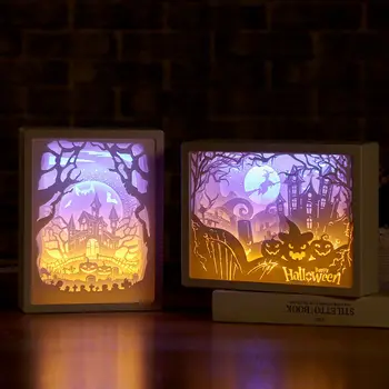 3D papir navoj noćno svjetlo LED lampe spavaća soba noćni noćno svjetlo Božić, Halloween navoj ukras lampe poklon za Rođendan