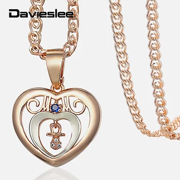 585 rose gold žena privjesak ogrlica Dropshipping Hollow CZ majka dijete u obliku srca privjesak ogrlice Za žene nakit DGP370