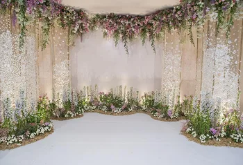 7x5ft cvjetni cvijeće ogrnuti zavjese Vjenčanje college prilagođene periva bore za besplatno studio fotografija pozadina pozadina poliester tkanina