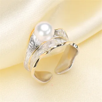 925 srebro prsten prirodni slatkovodni biseri prsten bez bisera podesiva prazne pribor za žene srebrna i zlatna boja na red