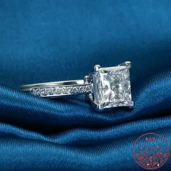 925 sterling srebra kvadrat prsten princeza četiri trn Donje simulacija brak jednostavna moda dijamantni prstenovi za žene