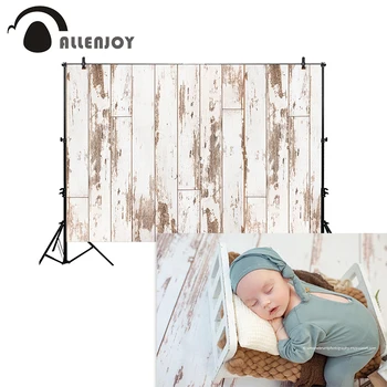 Allenjoy bijeli drveni pod Božićna pozadina фотофон odbora novorođenče vinil plava, smeđa i crna mali podloga za foto-studio