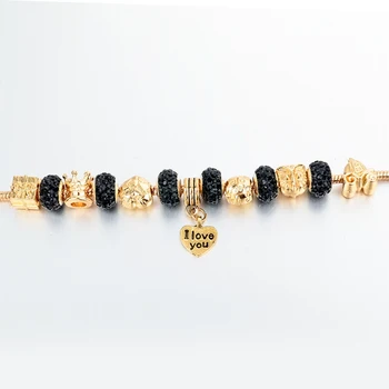 ATTRACTTO Zlatno srce Šarm narukvice za žene DIY staklene i kristalne perle, narukvice nakit narukvice i narukvice SBR150122