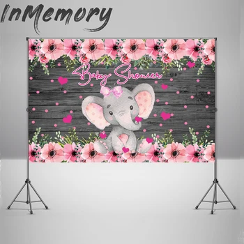 Baby Elephant Photo background Custom Pink Girl 1st Birthday Party Decor banner cvijet seljački stablo fotografija von studio