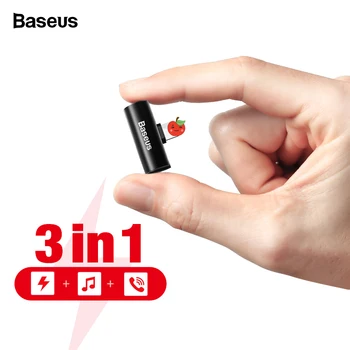 Baseus 3 u 1 audio adapter za iPhone Xs Max Xr X konektor za slušalice OTG kabel za iPhone 8 7 Plus punjenje/glazba/poziv adapter