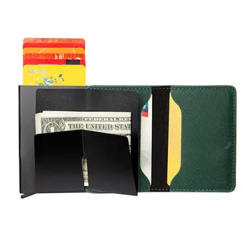 BISI GORO 2020 PU kožni aluminijski novčanik pomiješan boje držač RFID kartice prometni torbica patchwork tanak rusko putovnica cover novčanik
