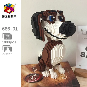 BS Pet Animal Brown Beagle Hound Dog Building Blocks 3D model Mini DIY Diamond Blocks cigle skupština igračka za dječaka darove 1800 kom.