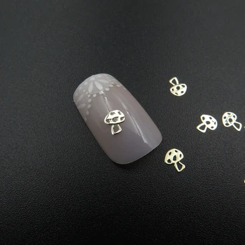 Cca. 1000pcs/bag Metal 5*5MM Silver and Gold Mushroom Design Non-kleber Metal Slices Nail Art Decoration MS-383-1/2