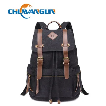 Chuwanglin Vintage koža vojni platnu muška Ruksak školski torba za nošenje oko zglavka ruksak Ruksak van mochila эсколар ZDD12221