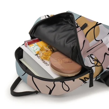 Deanfun trendi mini ruksak apstraktna linija lice tiskani šarene školske naprtnjače i torbe žene elegantna torba preko ramena MNSB-31