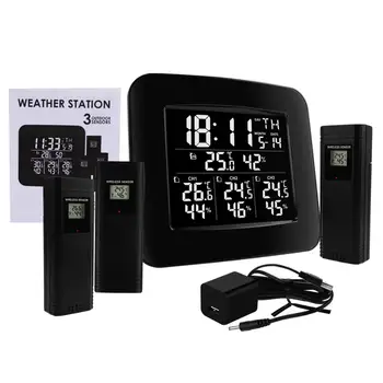 Digitalna bežična vremenska stanica unutarnja vanjska temperatura i vlažnost hygrometer W/ 3 osjetnika funkcija alarma led svjetlo