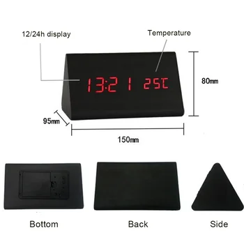 Digitalni alarm Desktop Wood led satovi svijetle u mraku Upravljanje zvukom elektronički prikaz termometar Home Decor poklon