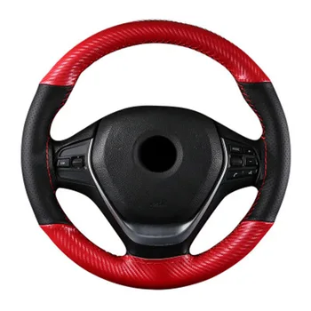 DIY Car Braid Carbon with Leather Steering Wheel Cover Hand-stitched Sport Auto Wheels Omoti Case Univerzalna veličina 15 cm 38 cm