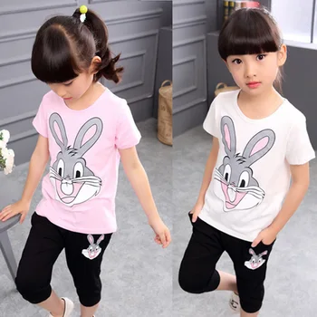 Dječja ljetna majica s kratkim rukavima za djevojčice+ hlače Haren sportski odijelo za dječake i djevojčice setovi 2-8 godina girl Dječja odjeća