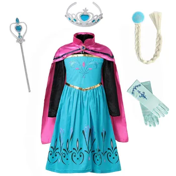 Elegantna Princeza Anna Elsa Party Dress for Girls Snow Queen Coronation Gown Child 2019 New Elza Odjeca Halloween Cosplay Costum