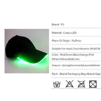 FS 2020 kvalitetne LED zapalio šešir za žene hip-hop kapu pamuk boja muške kape Gorra Hombre
