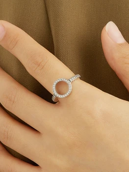 GOMAYA pravi čisto (eng. sterling) srebro 925 sterling šuplje ljubav okrugli prsten za žene 5A jasno kubni cirkonij prsten fin nakit jubilej poklon