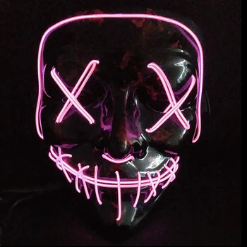 Happy Halloween Skeleton Mask LED Glow Scary Flashing Light Up Mask Festival Cosplay Costume Supplies Party Mask Mardi Gras