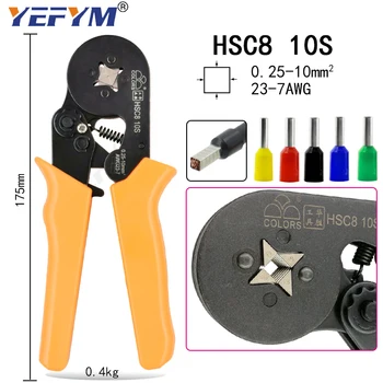HSC8 10S гофрируя kliješta 0.25-10mm2 HSC8 6-4/6-6 0.25-vrsta cijevi 6мм2 skup igličasta клеммных kutije mini alata za tlačne žice