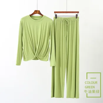Jesenski odjeća žene modalne O-izrez noćni odijela za žene 2 kom komplet dugi rukav pidžame M-XXL veliki veličina Lounge set