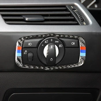 Karbonskih vlakana unutrašnjost automobila prekidač prednjih svjetala okvir poklopac naljepnica uređenje za BMW serije 5 E60 E61 2004 2005 2006 2007 2008 2009 2010