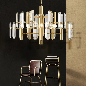 Kratki dizajn kristalni lusteri moderni led svjetlo zlato kristal r dnevni boravak blagovaonica kroonluchte hanglamp