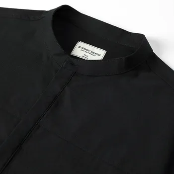 KUEGOU 2020 Jesenski pamučna bijela crna casual košulja muškarci Oversize muška moda neobičan ovratnik gumb odjeća dugih rukava 20521