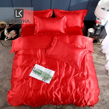 Lanlika Crvena Luksuzni Satiny Svileni Komplet Posteljinu Male Krevetu Bračni Posteljina Deka Set Posteljine Eura Dekor Kućni Posteljinu