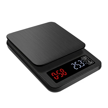 LCD digitalni elektronski curi kava Vaga timera 3 kg 5 kg 0.1 g Crna kuhinja pečenje kava težina ravnotežu USB kapanje skala timer