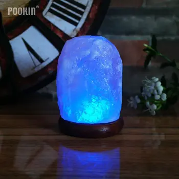Led izmjenjive boje himalajska Kristalna kamena sol lampa prirodni ručno rezbareni USB drvenom postolju pročišćivač zraka noćno svjetlo
