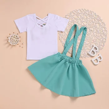 Ljeto je beba Baby Girl kratke majice + zeleni pojas haljina Djeca Dječje haljine odjeću skup moda Baby Kid Girls Set 2 komada