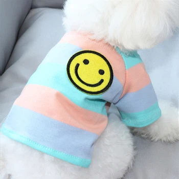 Ljeto je novi tanki odjeljak smajlić prugasta ljubimac kratka majica medo Xiong Бомэй шнауцер VIP mačka je mali pas odjeća