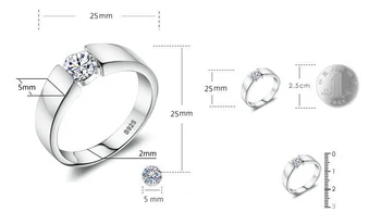 LMNZB s certifikatom čvrste 925 srebrni prstenovi set od 6 mm 1ct CZ Diamant vjenčano prstenje nakit za žene i muškarce D10