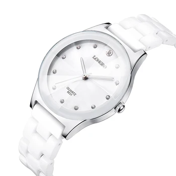LONGBO raskošne bijele keramičke muški ženski sat par kvarcni sat je Vodootporan klasični ručni satovi visoke kvalitete