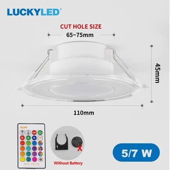 LUCKY LED Downlight Dimmable 220 Na 110 cijele led reflektor 5 W 7 W RGB LED ugrađivanja stropni lampa za sobe sa IR daljinskim upravljačem