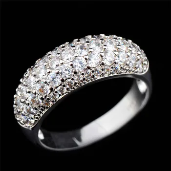 Luksuzni Ženski Mali Cijeli Cirkon Prsten S Crystal Kamen Srebrna Boja Zaručnički Prsten Obećanje Ljubav Vjenčano Prstenje Za Žene