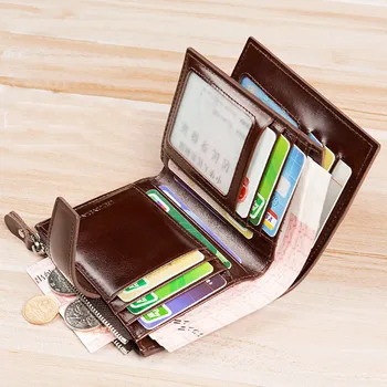 Luufan moda muški novčanik od prave kože kratkom torbicu za muškarce višenamjenski bičevati novčanik novčić u džep i vozačka dozvola isječak
