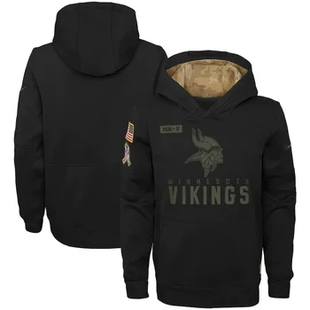 Minnesota Youth 2020 Salute to Service Vikings Black Pullover Performance Hoodie