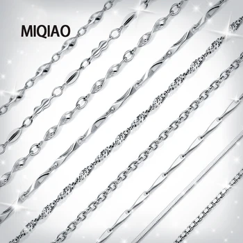 MIQIAO Customization 925 sterling srebro-O-chain Box perle zmija val vode konop, lanac različite ogrlice 50 55 60 65 70 75 80cm